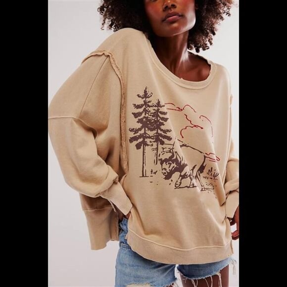 NEW Oversized Y2K Graphic Sweatshirt for Women - Long Sleeve Vintage Crewneck - Picture 3 of 4